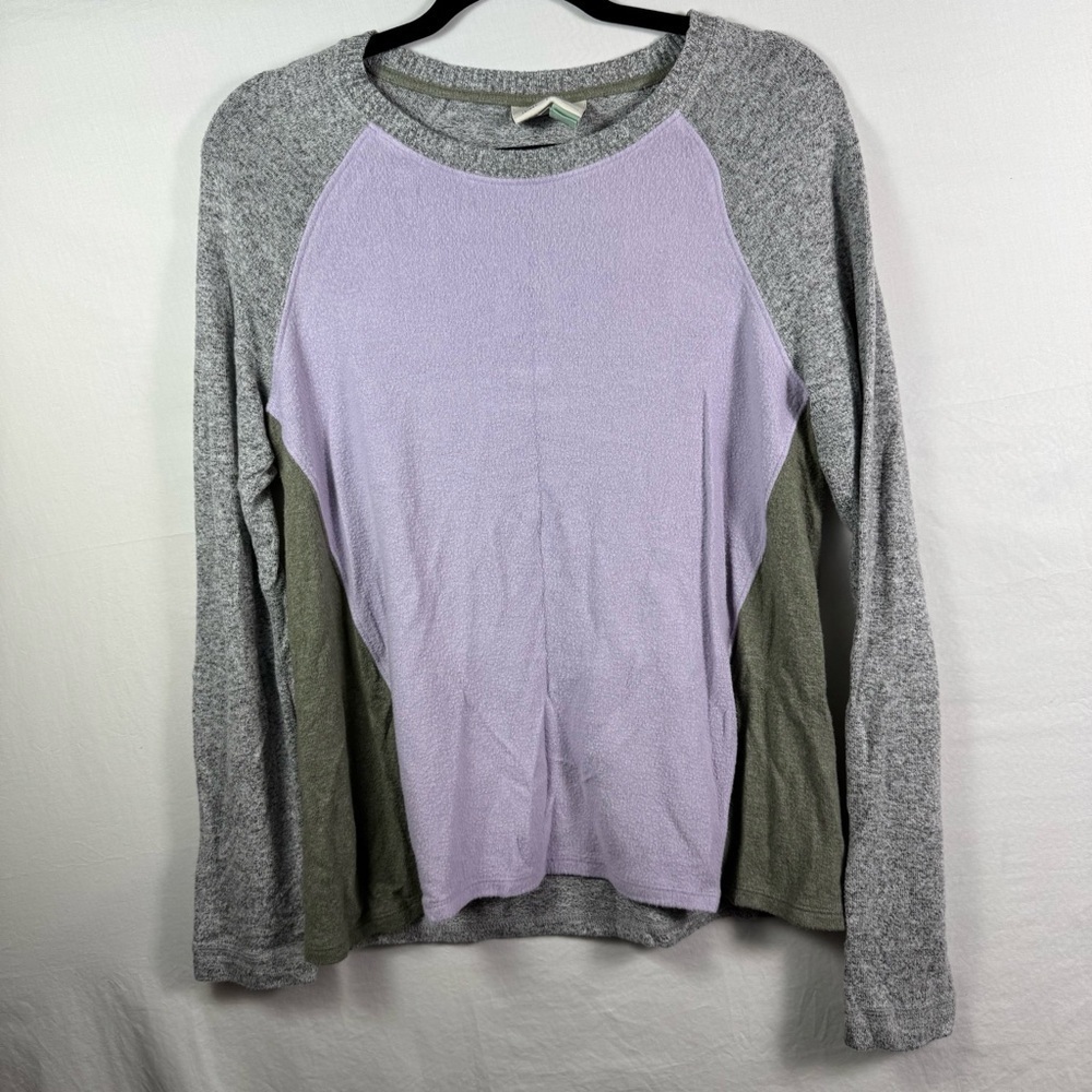 Anthropologie Gray and Lavender Long Sleeve Top Women’s Size S